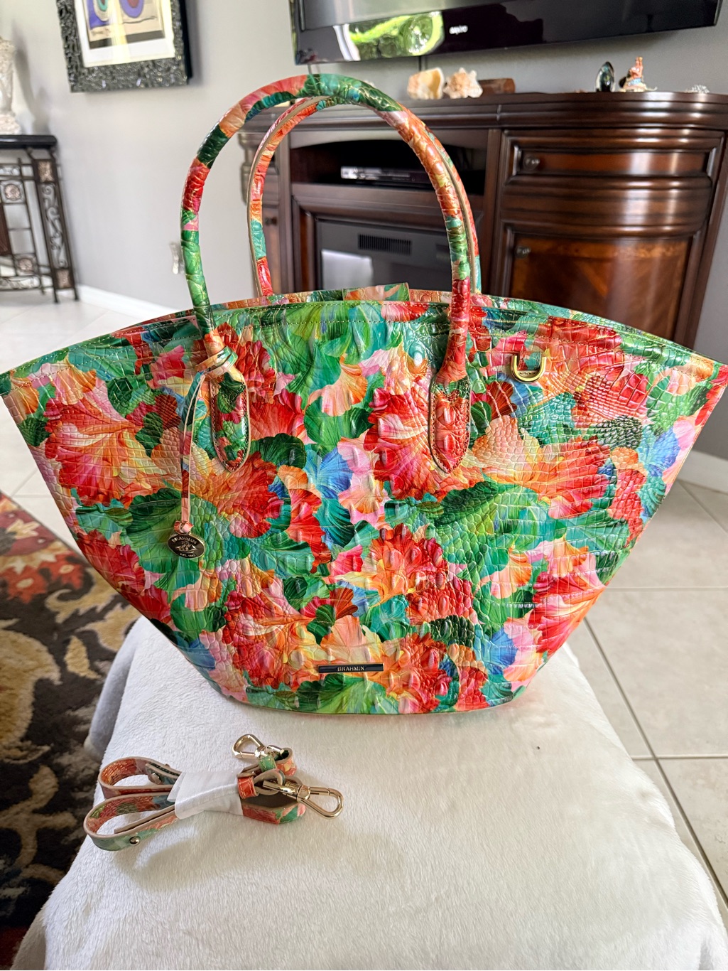 Brahmin Floral Multi-Color Tote Bag -Mira Taffy Melbourne